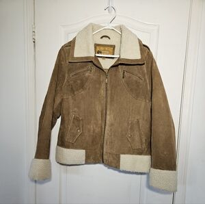 Suede Bomber Jacket With Shearling Trim